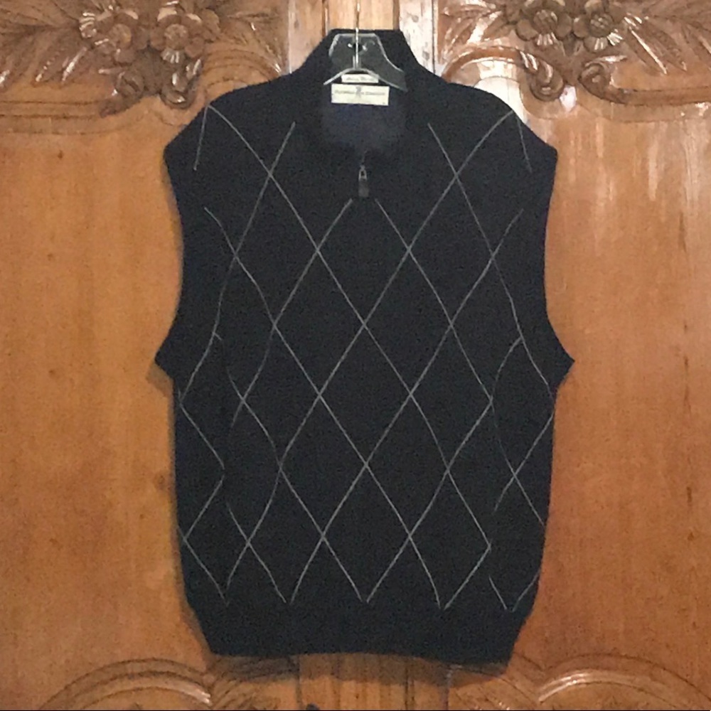 Fairway and Greene Mens 1/4 Zip  Argyle Wool Wind Vest
